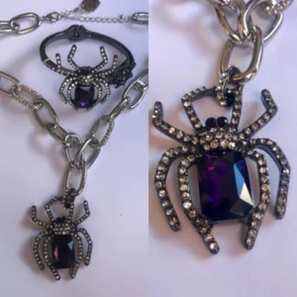 Betsey Johnson Halloween Rich Witch Spider Necklace & Bracelet